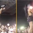 DJ accidentally shoots herself in the face with a confetti cannon while performing