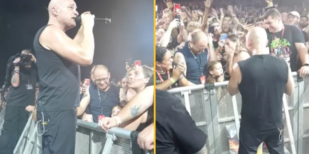 Metal singer pauses show after scaring girl in front row