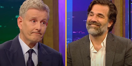 Patrick Kielty becomes emotional during interview with Rob Delaney about his late son