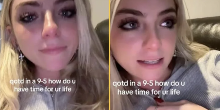 US college graduate cries about her first 9 to 5 job on TikTok