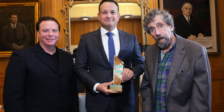 Leo Varadkar presents Charlie Bird with award for his ‘Climb with Charlie’ campaign