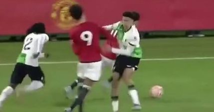 Liverpool youngster escapes red card after brutally ‘punching’ Man United player in the face
